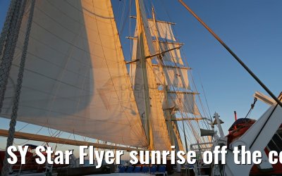 SY Star Flyer sunrise off the coast of Monaco 21.09.2015