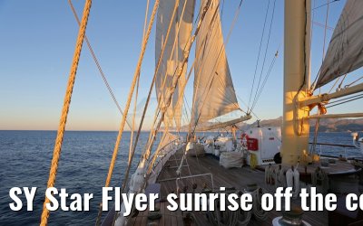 SY Star Flyer sunrise off the coast of Monaco 21.09.2015