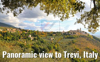 Panoramic view to Trevi, Italy