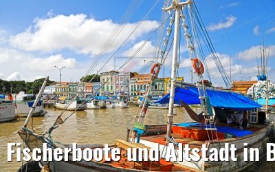 Fischerboote und Altstadt in Belém, Brasilien 01.02.2018