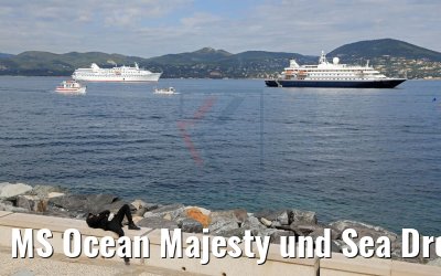 MS Ocean Majesty und Sea Dream II vor Hafenpromenade Saint-Tropez 04.05.2017