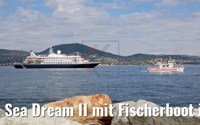 Sea Dream II mit Fischerboot in Saint-Tropez 04.05.2017