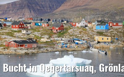 Bucht in Qeqertarsuaq, Grönland mit Eis