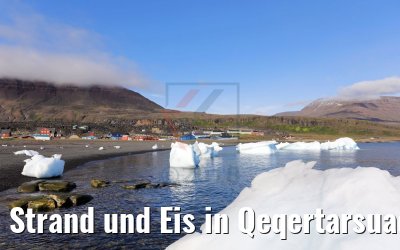 Strand und Eis in Qeqertarsuaq, Groenland