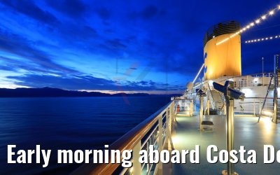 Early morning aboard Costa Deliziosa near Corfu, Greece