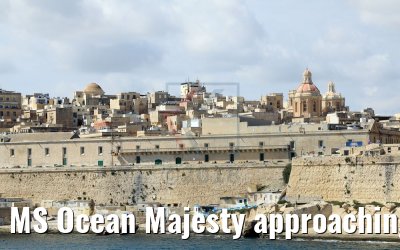 MS Ocean Majesty approaching port of Valletta, Malta
