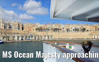 MS Ocean Majesty approaching port of Valletta, Malta