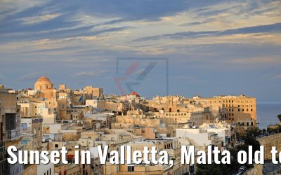 Sunset in Valletta, Malta old town