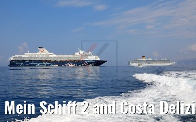 Mein Schiff 2 and Costa Deliziosa Mykonos 26.07.2018