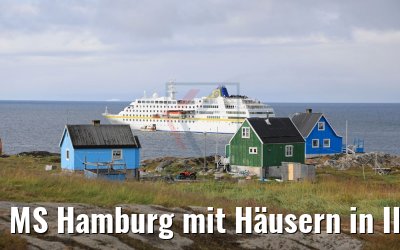 MS Hamburg mit Häusern in Ilimanaq, Grönland