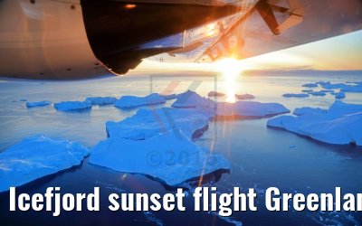 Icefjord sunset flight Greenland