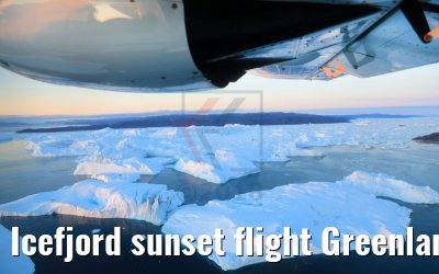 Icefjord sunset flight Greenland