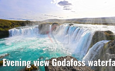 Evening view Godafoss waterfall, Iceland 21.08.2017