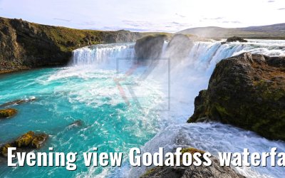Evening view Godafoss waterfall, Iceland 21.08.2017