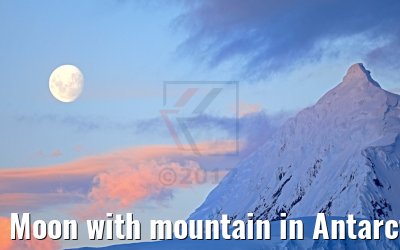 Moon with mountain in Antarctica 09.01.2017
