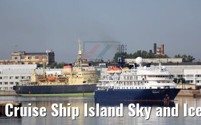 Cruise Ship Island Sky and Icebreaker Krasin St. Petersburg 13.08.2018