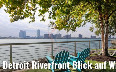 Detroit Riverfront Blick auf Windsor in Kanada 06.10.2019