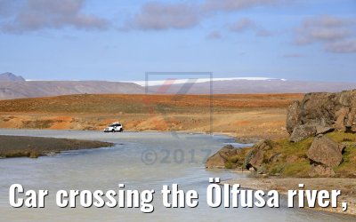 Car crossing the Ölfusa river, Iceland 24.08.2017