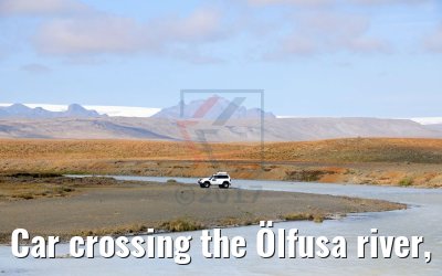Car crossing the Ölfusa river, Iceland 24.08.2017
