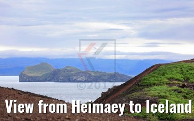View from Heimaey to Iceland and to the Lodge on the Ellidaey Island 25.08.2017