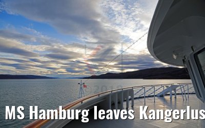 MS Hamburg leaves Kangerlussuaq, Greenland