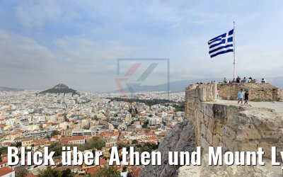 Blick über Athen und Mount Lycabettus von Akropolis