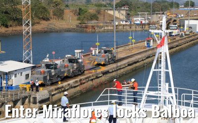 Enter Miraflores locks Balboa Panama Canal 13.02.2019