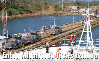 Enter Miraflores locks Balboa Panama Canal 13.02.2019