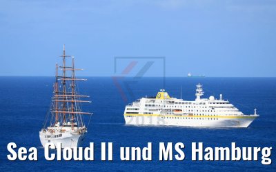 Sea Cloud II und MS Hamburg auf Reede Gustavia 16.02.2018