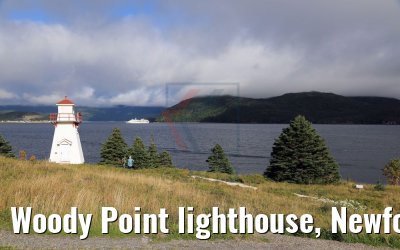 Woody Point lighthouse, Newfoundland and MS Hamburg