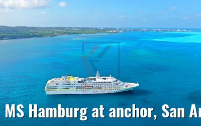 MS Hamburg at anchor, San Andres, Colombia 16.02.2019