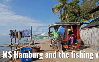 MS Hamburg and the fishing village near Coron, Busuanga Island, Philippines