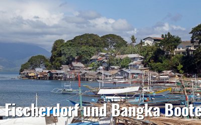 Fischerdorf und Bangka Boote bei Puerto Princesa, Palawan Island, Philippinen