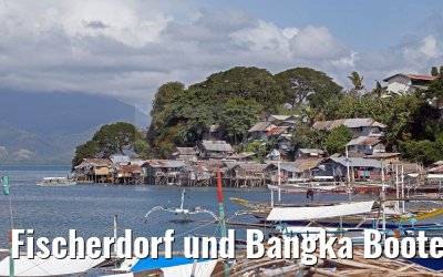 Fischerdorf und Bangka Boote bei Puerto Princesa, Palawan Island, Philippinen