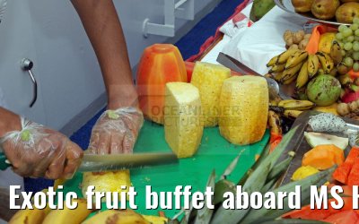 Exotic fruit buffet aboard MS Hamburg 19.02.2016