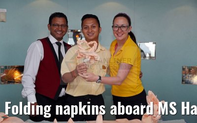 Folding napkins aboard MS Hamburg 19.02.2016