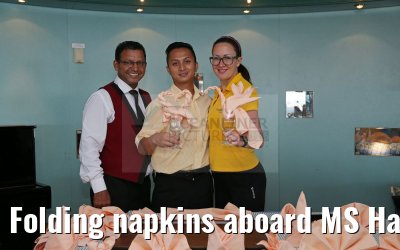 Folding napkins aboard MS Hamburg 19.02.2016