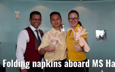 Folding napkins aboard MS Hamburg 19.02.2016