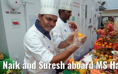 Naik and Suresh aboard MS Hamburg