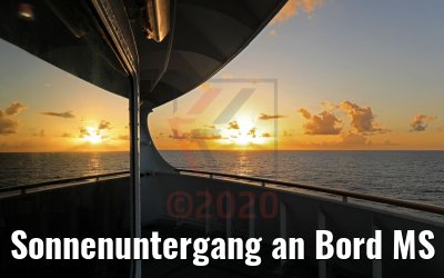 Sonnenuntergang an Bord MS Hamburg 24.02.2020