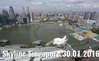 Skyline Singapore 30.01.2016 terrace view Marina Bay Sands Hotel