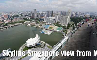 Skyline Singapore view from Marina Bay Sands Hotel 30.01.2016