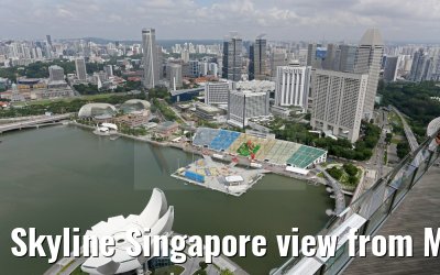 Skyline Singapore view from Marina Bay Sands Hotel 30.01.2016