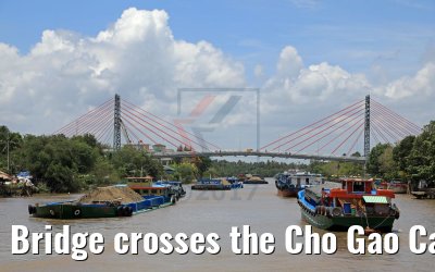 Bridge crosses the Cho Gao Canal near My Tho, Vietnam 08.04.2017