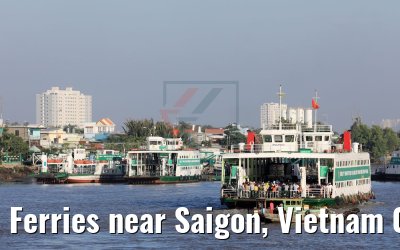 Ferries near Saigon, Vietnam 08.04.2017
