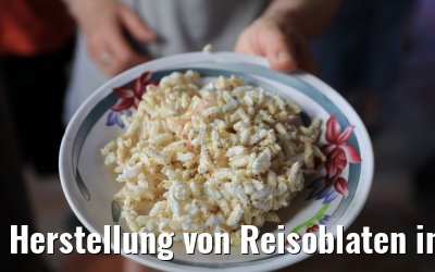 Herstellung von Reisoblaten in Cai Be Vietnam 09.04.2017