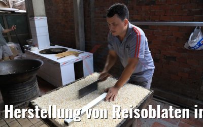 Herstellung von Reisoblaten in Cai Be Vietnam 09.04.2017