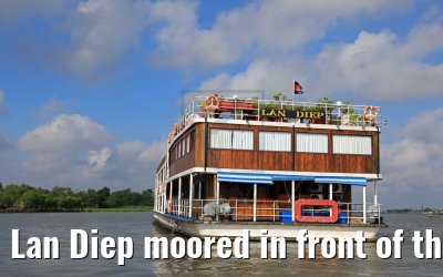 Lan Diep moored in front of the City Cai Be, Vietnam 09.04.2017