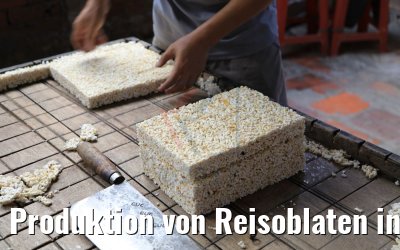 Produktion von Reisoblaten in Cai Be, Vietnam 09.04.2017