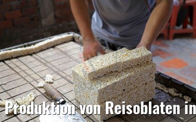 Produktion von Reisoblaten in Cai Be, Vietnam 09.04.2017